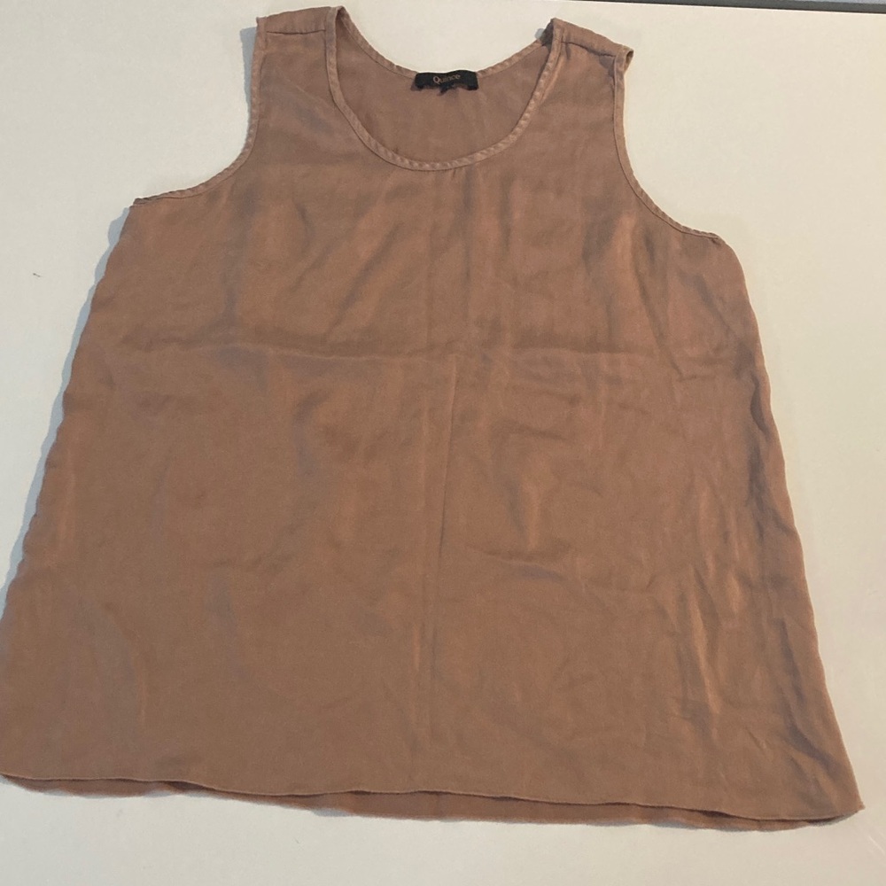 Quince Washable Silk Tank Top Toasted Almond Pink Size Small